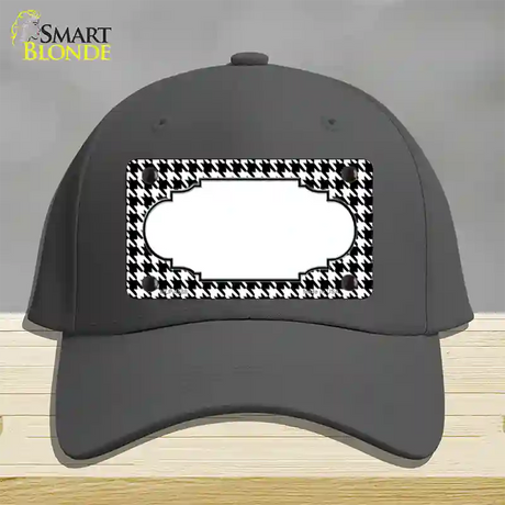 White Black Houndstooth Scallop Center Novelty License Plate Hat Cotton / Charcoal