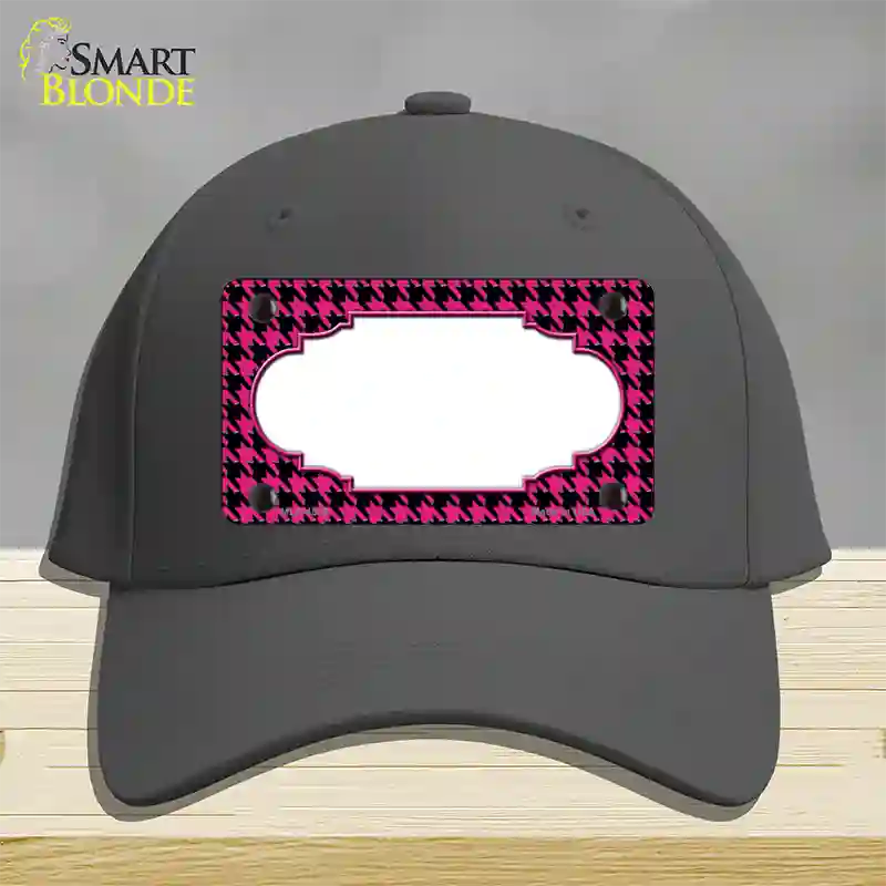 Pink Black Houndstooth Scallop Center Novelty License Plate Hat Cotton / Charcoal