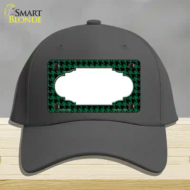 Green Black Houndstooth Scallop Center Novelty License Plate Hat Cotton / Charcoal