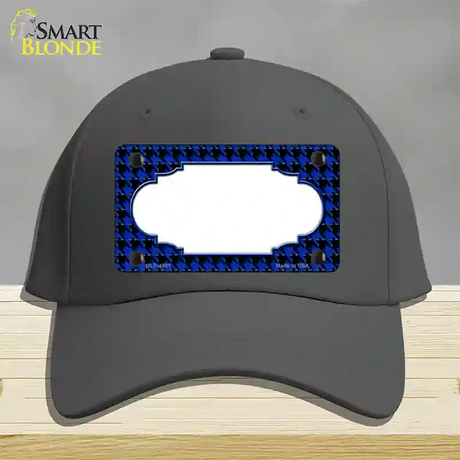 Blue Black Houndstooth Scallop Center Novelty License Plate Hat Cotton / Charcoal