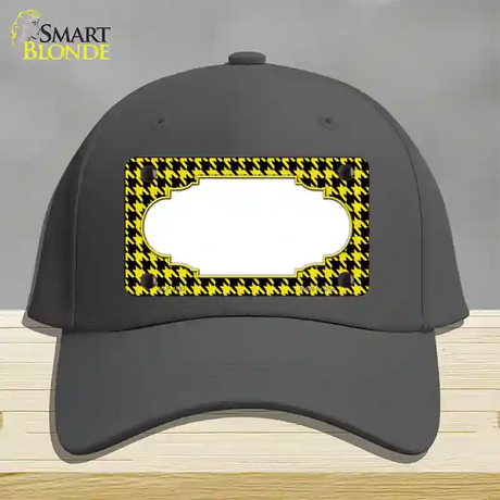 Yellow Black Houndstooth Scallop Center Novelty License Plate Hat Cotton / Charcoal