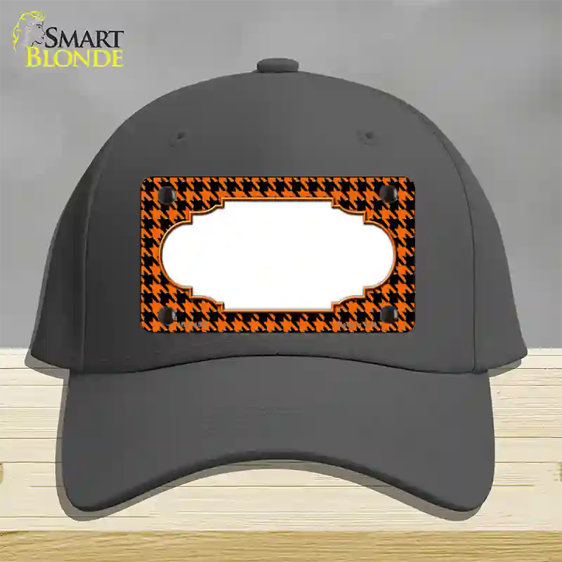 Orange Black Houndstooth Scallop Center Novelty License Plate Hat Cotton / Charcoal