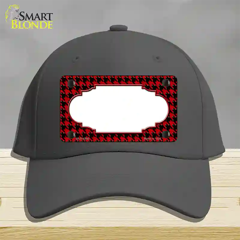 Red Black Houndstooth Scallop Center Novelty License Plate Hat Cotton / Charcoal