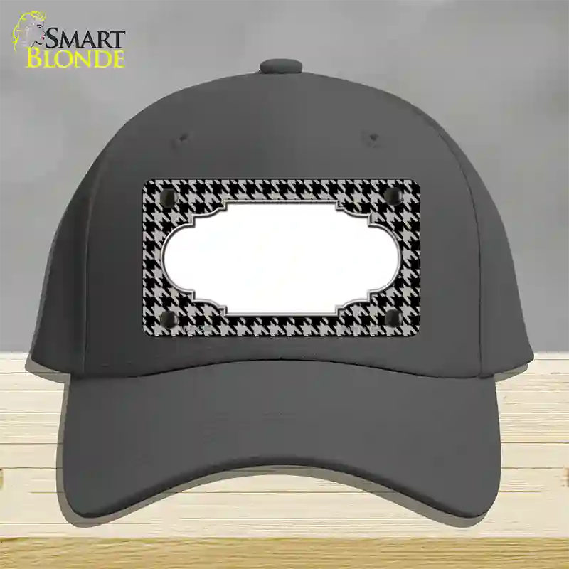 Grey Black Houndstooth Scallop Center Novelty License Plate Hat Cotton / Charcoal