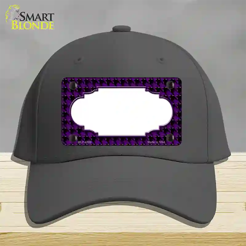 Purple Black Houndstooth Scallop Center Novelty License Plate Hat Cotton / Charcoal