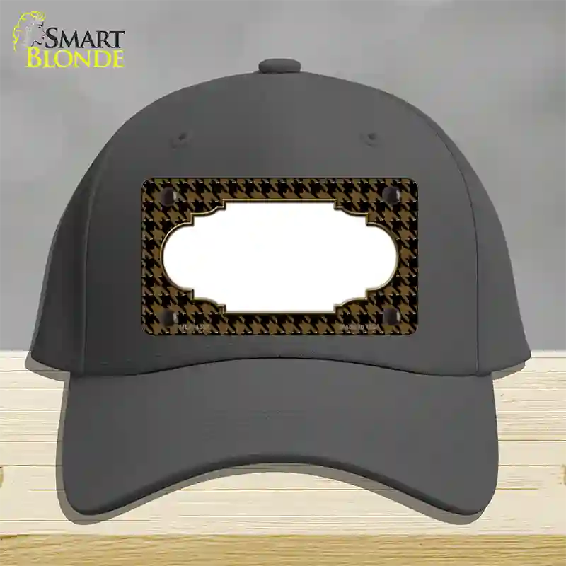 Brown Black Houndstooth Scallop Center Novelty License Plate Hat Cotton / Charcoal