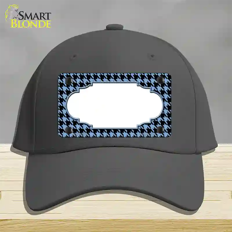 Light Blue Black Houndstooth Scallop Center Novelty License Plate Hat Cotton / Charcoal