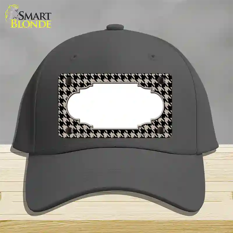 Tan Black Houndstooth Scallop Center Novelty License Plate Hat Cotton / Charcoal