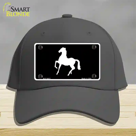 Horse Prancing Novelty License Plate Hat Cotton / Charcoal