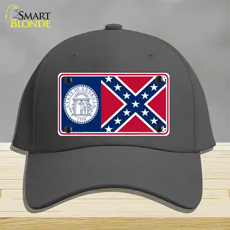 Georgia Confederate State Flag Novelty License Plate Hat Cotton / Charcoal