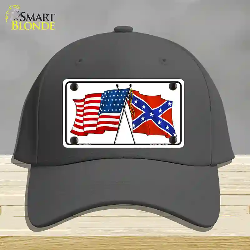 Confederate USA Crossed Flags Novelty License Plate Hat Cotton / Charcoal