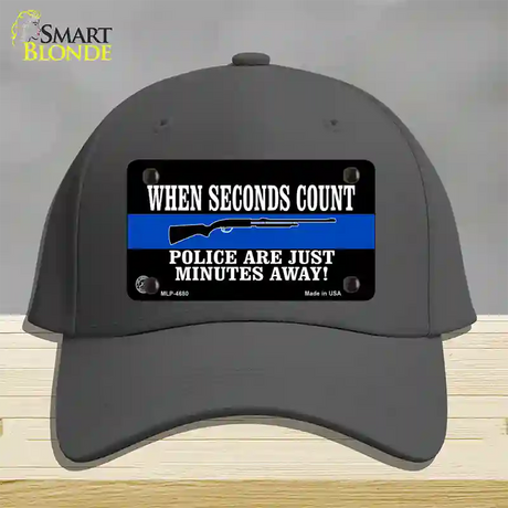 Police Are Just Minutes Away Novelty License Plate Hat Cotton / Charcoal