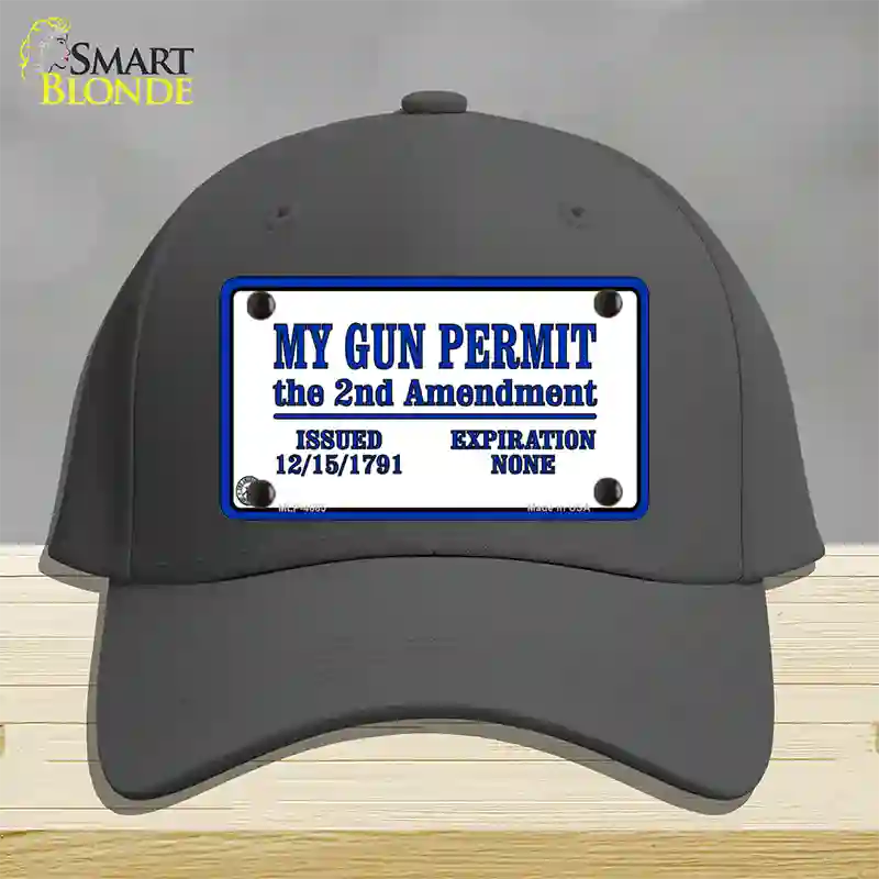 My Gun Permit Novelty License Plate Hat Cotton / Charcoal