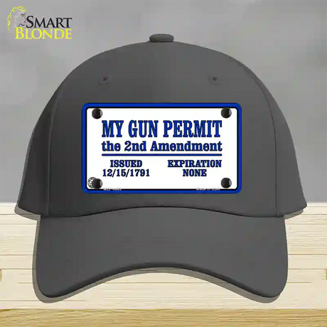 My Gun Permit Novelty License Plate Hat Cotton / Charcoal