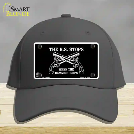 The BS Stops Novelty License Plate Hat Cotton / Charcoal