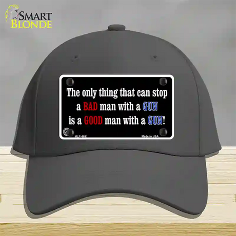 Stop A Bad Man Novelty License Plate Hat Cotton / Charcoal