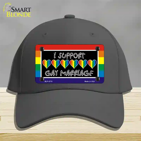 Support Gay Marriage Novelty License Plate Hat Cotton / Charcoal