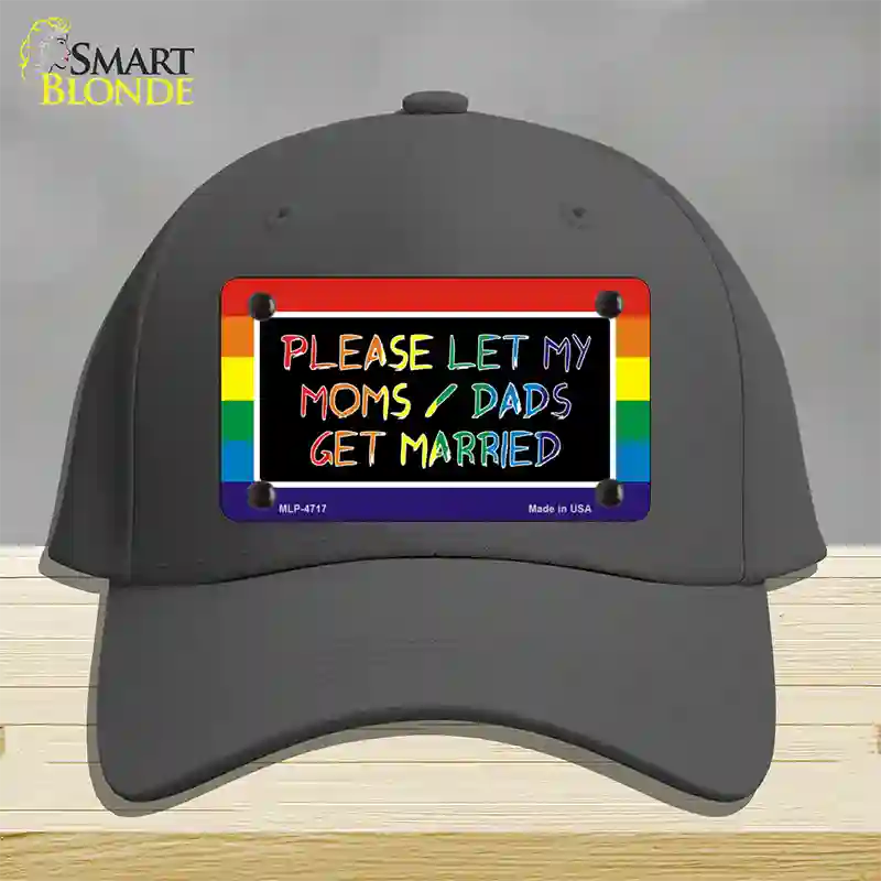 Please Let My Moms And Dads Novelty License Plate Hat Cotton / Charcoal