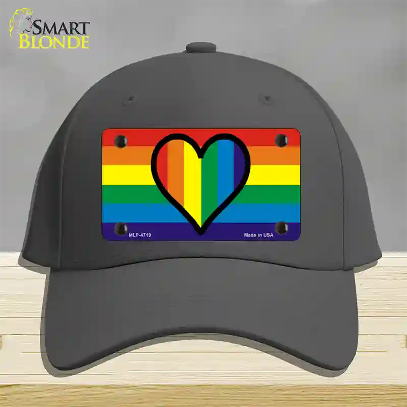 Rainbow Heart Novelty License Plate Hat Cotton / Charcoal