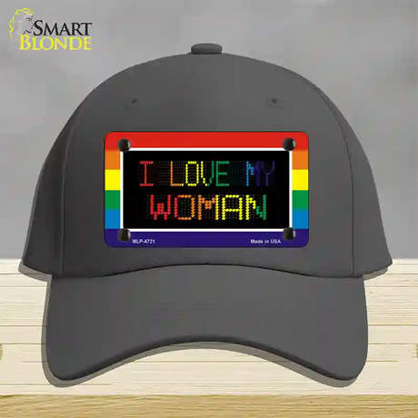 I Love My Woman Novelty License Plate Hat Cotton / Charcoal