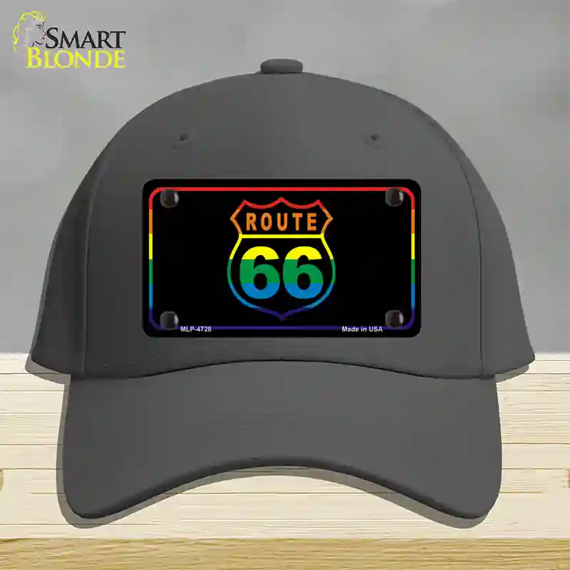 Route 66 Rainbow Flag Novelty License Plate Hat Cotton / Charcoal