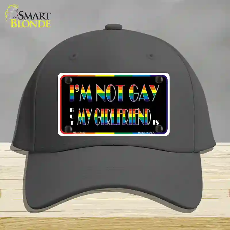 Im Not Gay But My Girlfriend Is Novelty License Plate Hat Cotton / Charcoal