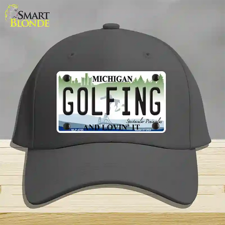 Golfing Michigan State Novelty License Plate Hat Cotton / Charcoal