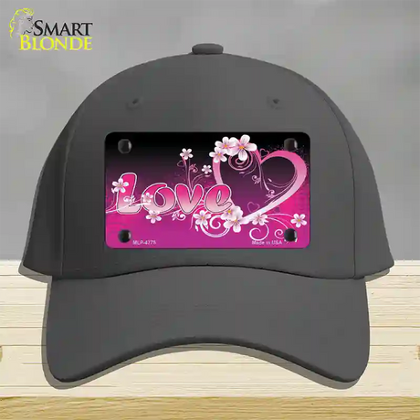 Love Heart And Flowers Novelty License Plate Hat Cotton / Charcoal