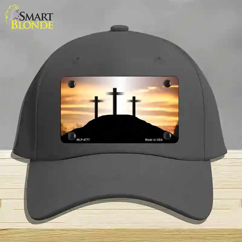 Three Crosses Sunset Novelty License Plate Hat Cotton / Charcoal