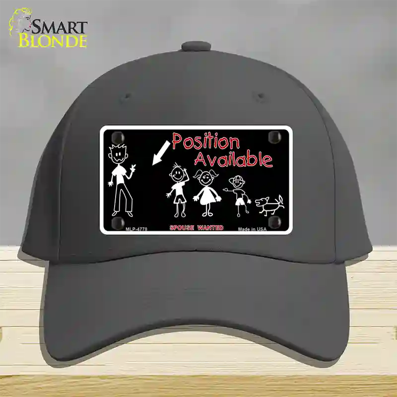 Position Available Novelty License Plate Hat Cotton / Charcoal