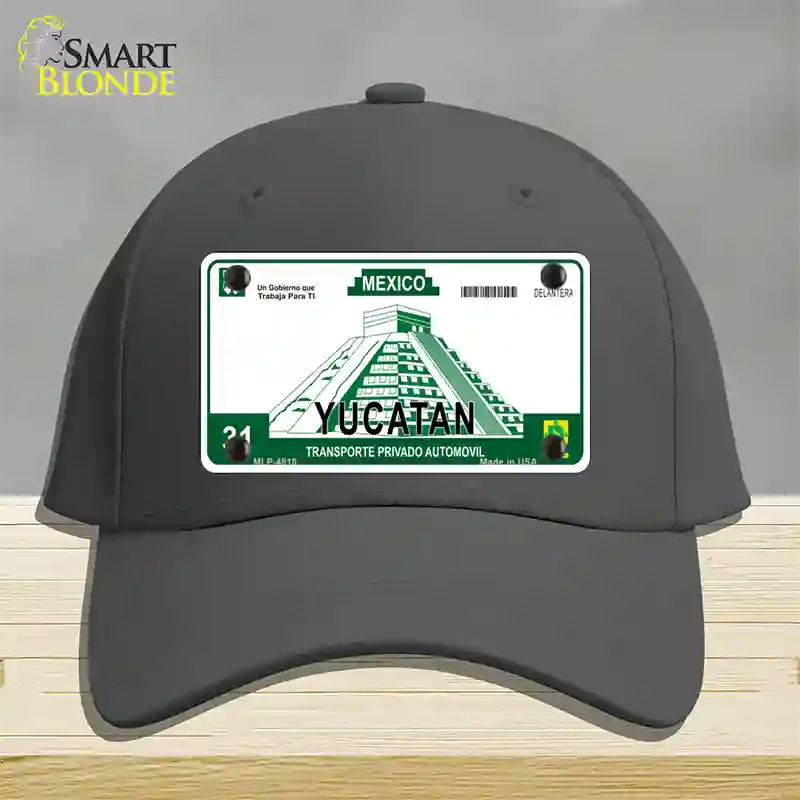 Yucatan Mexico Novelty License Plate Hat Cotton / Charcoal