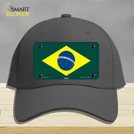 Brazil Flag Novelty License Plate Hat Cotton / Charcoal