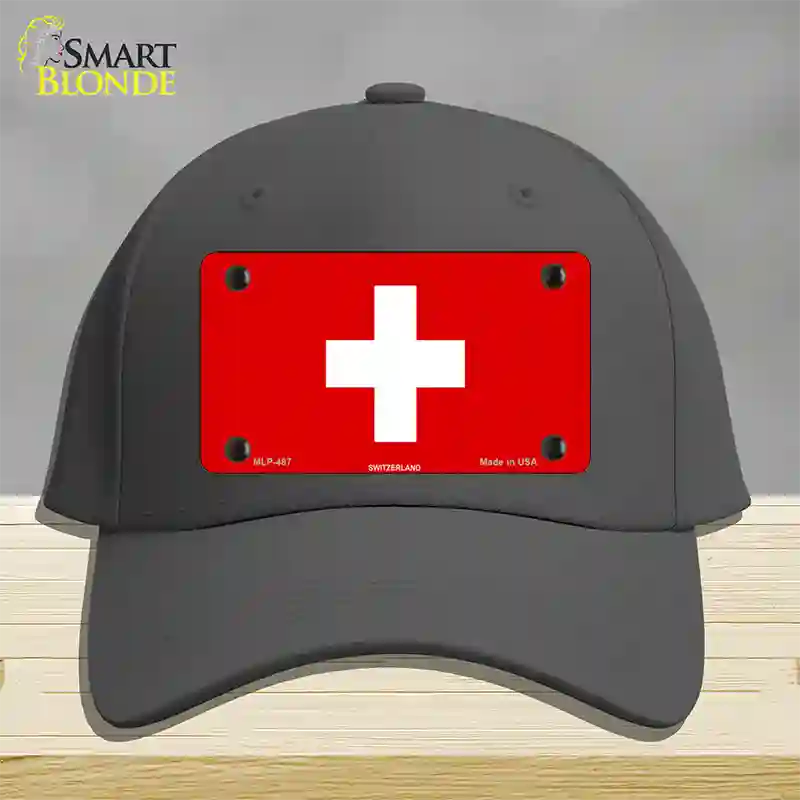 Switzerland Flag Novelty License Plate Hat Cotton / Charcoal