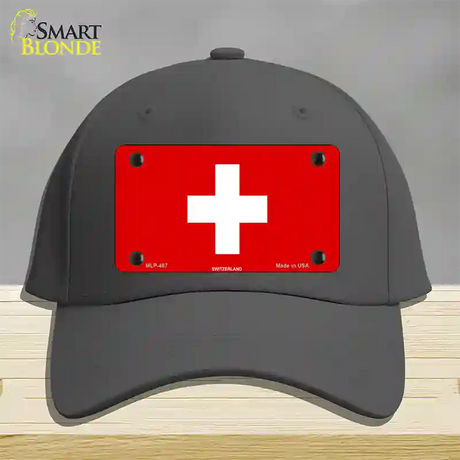 Switzerland Flag Novelty License Plate Hat Cotton / Charcoal