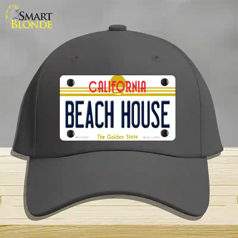 Beach House California Novelty License Plate Hat Cotton / Charcoal