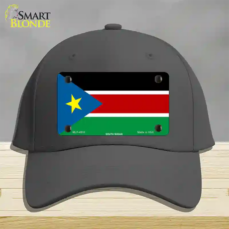 South Sudan Flag Novelty License Plate Hat Cotton / Charcoal