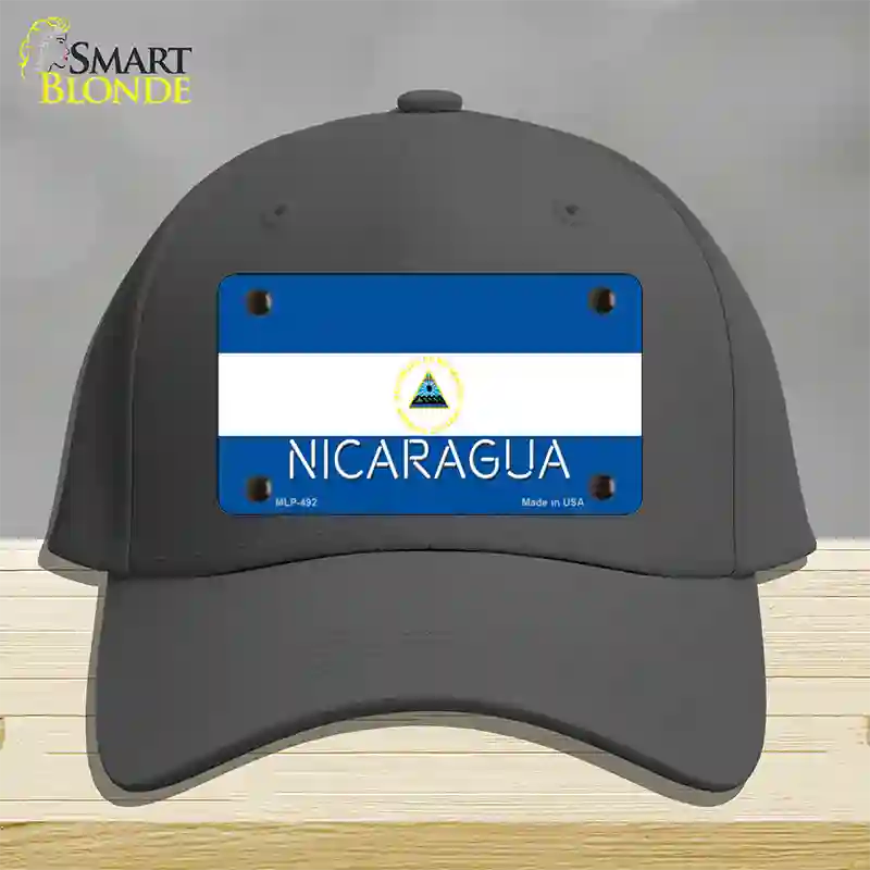 Nicaragua Flag Novelty License Plate Hat Cotton / Charcoal