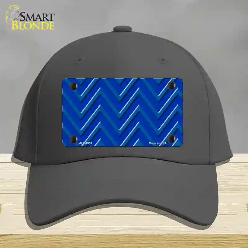 Blue Light Blue Large Chevron Novelty License Plate Hat Cotton / Charcoal