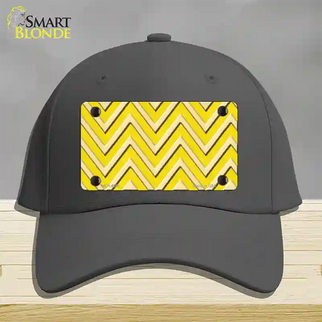 Yellow Light Yellow Large Chevron Novelty License Plate Hat Cotton / Charcoal