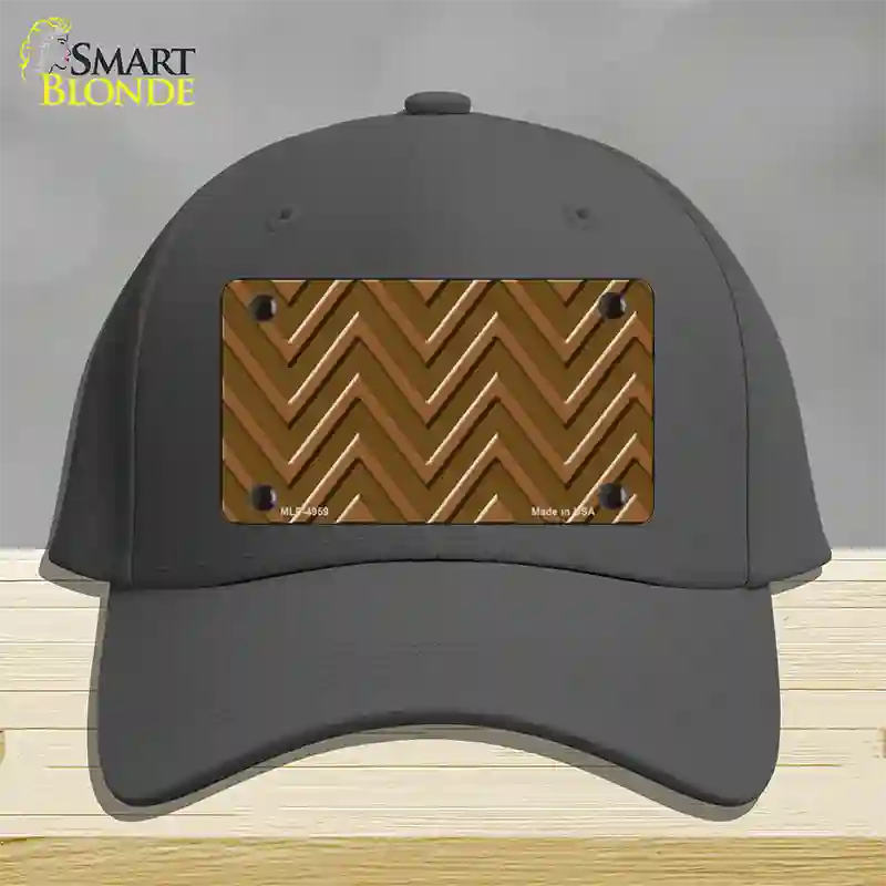 Brown Light Brown Large Chevron Novelty License Plate Hat Cotton / Charcoal