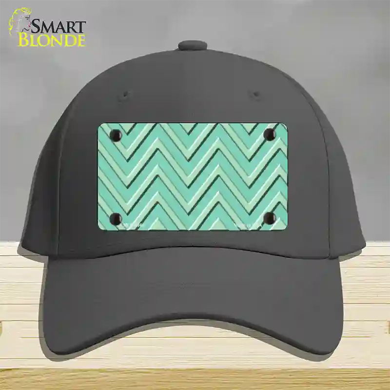 Mint Light Mint Large Chevron Novelty License Plate Hat Cotton / Charcoal