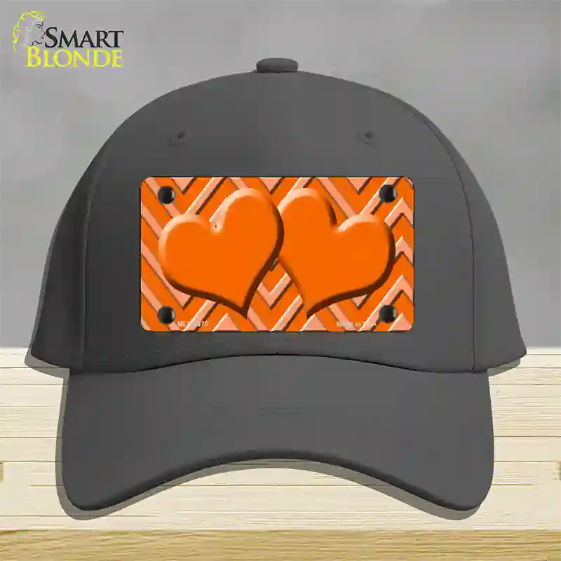 Orange Light Orange Heart Large Chevron Novelty License Plate Hat Cotton / Charcoal