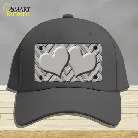 Grey Light Grey Heart Large Chevron Novelty License Plate Hat Cotton / Charcoal