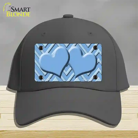 Light Blue Lighter Blue Heart Large Chevron Novelty License Plate Hat Cotton / Charcoal