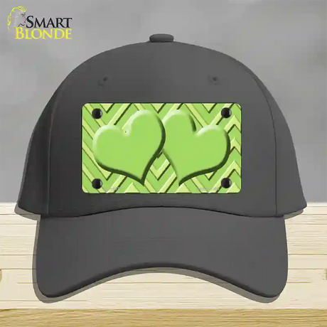 Lime Green Lighter Lime Green Heart Large Chevron Novelty License Plate Hat Cotton / Charcoal