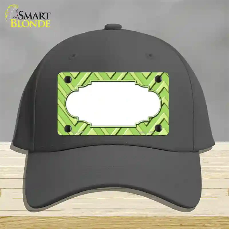 Lime Green Lighter Lime Green Scallop Large Chevron Novelty License Plate Hat Cotton / Charcoal