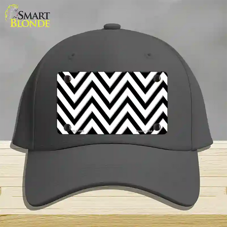 White Black Large Chevron Novelty License Plate Hat Cotton / Charcoal