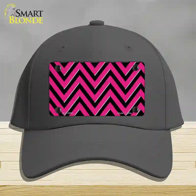 Pink Black Large Chevron Novelty License Plate Hat Cotton / Charcoal