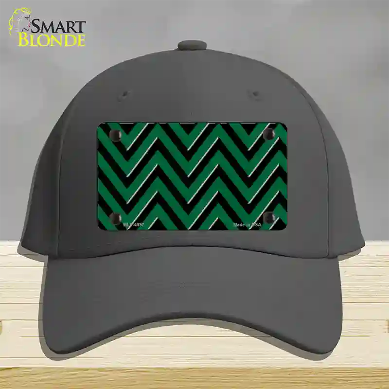 Green Black Large Chevron Novelty License Plate Hat Cotton / Charcoal