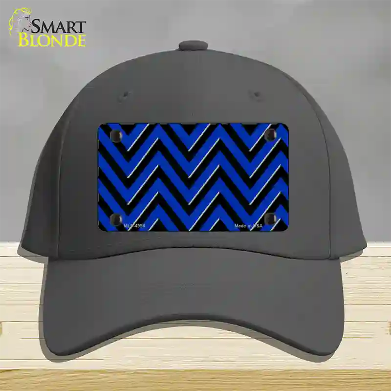 Blue Black Large Chevron Novelty License Plate Hat Cotton / Charcoal